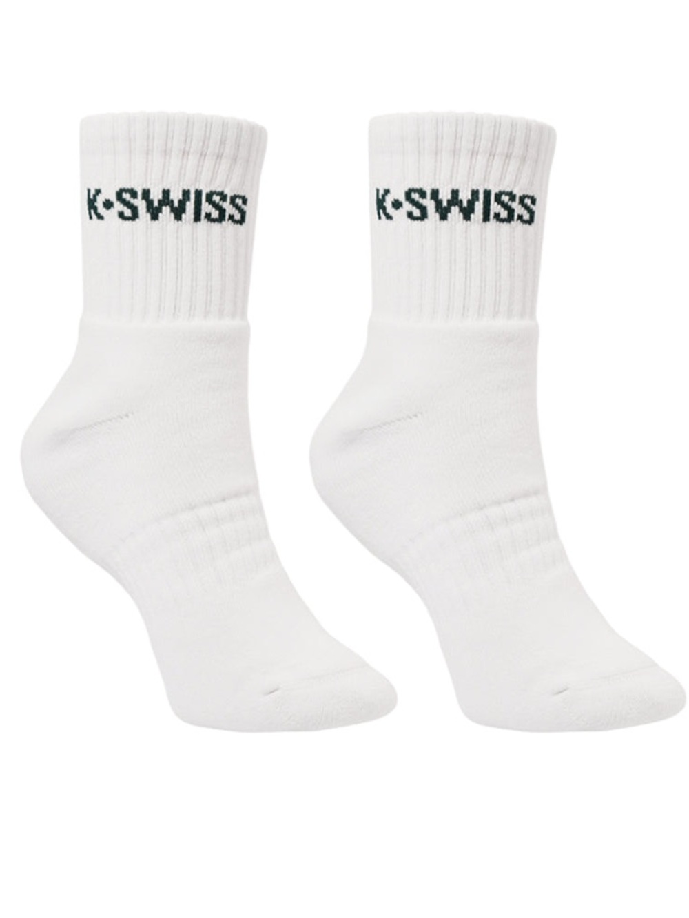 K-Swiss White Crew Athletic Socks with Black Logo